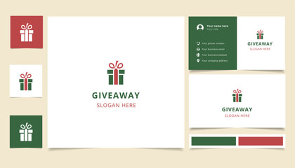 Giveaway logo design with editable slogan. Branding book and business card template.