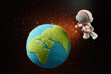 あみぐるみ人形　子供の宇宙飛行士イメージ