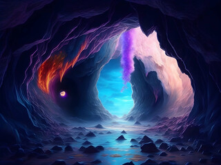 Uncover an extraordinary realm beyond the cave's entrance with captivating portal imagery on Adobe Stock. Sell your otherworldly concepts using enchanting visuals that transport viewers to a New World