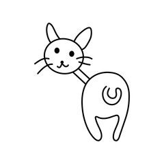 cat cartoon vector Outline line Cute and funny cats doodle. Cartoon cat or kitten characters design collection Minimal cat drawing. Set of purebred pet animals isolated on transparent background.	