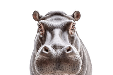 Hippo face isolated on a transparent background. AI