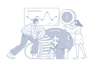 Internet finance and wealth management investment vector concept operation interactive illustration
