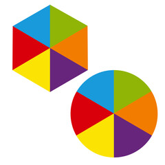 Fototapeta premium A hexagon and a circle in rainbow colors