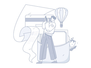 Internet finance and wealth management investment vector concept operation interactive illustration
