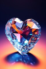 crystal heart on the background. 3d rendering. 3D illustration, Generative AI