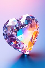 crystal heart on the background. 3d rendering. 3D illustration, Generative AI