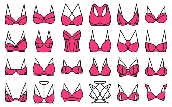 Types of bras. The complete vector collection of lingerie.