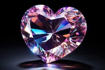 Fototapeta premium crystal heart on the background. 3d rendering. 3D illustration, Generative AI