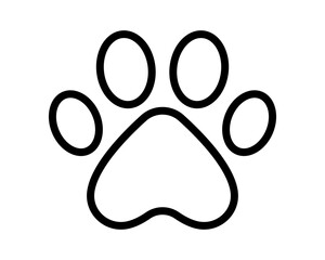 Paw icon. Dog, cat paw icon. Zoo, vet logo element. Paw print vector symbol. Line style.