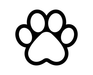Paw icon. Dog, cat paw icon. Zoo, vet logo element. Paw print vector symbol. Line style.