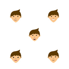 Set of male emoji characters. Cartoon style emotion icons. Isolated asian boys avatars with different facial expressions. Flat illustration men's emotional faces.