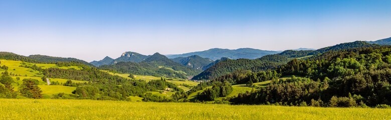 Beautiful panorama of the Pieniny Mountains. - obrazy, fototapety, plakaty