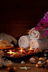 Candles and an intimate atmosphere. SPA accessories.