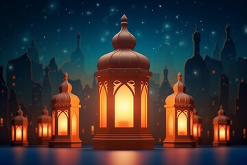 Fototapeta na wymiar arabic lantern of ramadan celebration background illustration