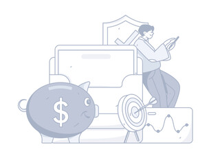 Internet finance and wealth management investment vector concept operation interactive illustration
