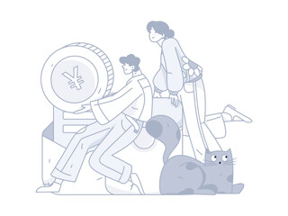 Internet finance and wealth management investment vector concept operation interactive illustration
