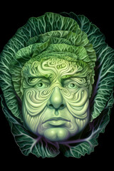 The Sage of Greens: A Mystical Portrait Enshrined in Cabbage Leaves
