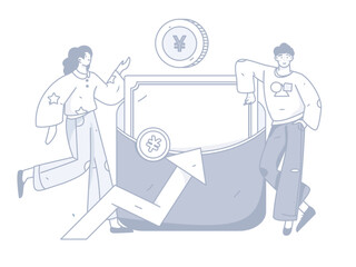 Internet finance and wealth management investment vector concept operation interactive illustration
