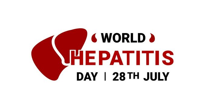 World Hepatitis Day lettering Animation on the white background alpha channel. The theme illustrations are observed annually on July 28 Worldwide. Great use for the world hepatitis day celebration. 