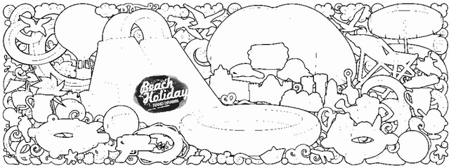 Cartoon cute doodles summer beach children's entertainment illustration.