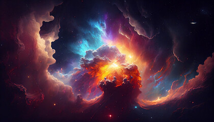 beautiful vivid stary clouds with different colors Generative Ai technology 