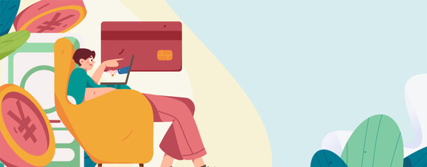 Internet finance and wealth management investment vector concept operation interactive illustration
