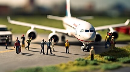 飛行機に搭乗する人々