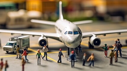 Fototapeta premium 飛行機に搭乗する人々