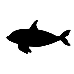 Killer whale silhouette. Predatory marine mammal.Vector graphics.
