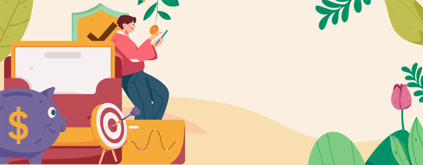 Internet finance and wealth management investment vector concept operation interactive illustration
