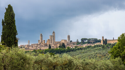 Fototapeta na wymiar Panoramic view of San Gimignano, an ancient town in Tuscany, Italy