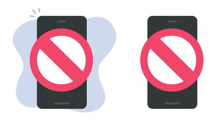 Access restricted blocked on mobile cell phone online icon vector graphic, smartphone unauthorized internet web entry prohibited banned, cellphone forbidden denied digital security sign, danger warn - obrazy, fototapety, plakaty