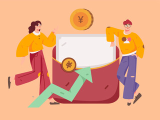 Internet finance and wealth management investment vector concept operation interactive illustration
