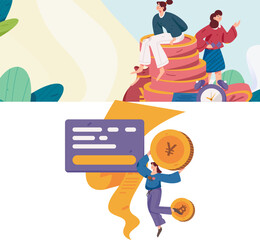 Internet finance and wealth management investment vector concept operation interactive illustration
