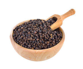 peppercorn in wood bowl isolated on transparent png