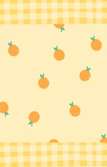 pattern with fruit, orange background 