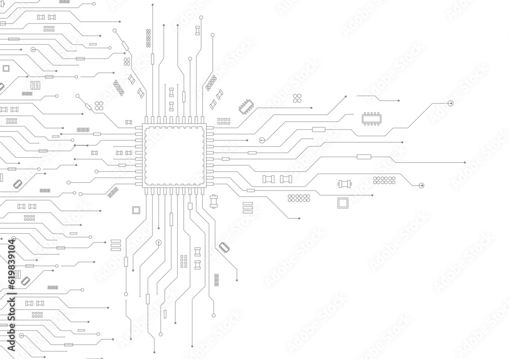 Fototapete abstract technology circuit board background. grey white abstract technology background. digital tec
