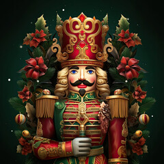 Nutcracker prince. Traditional wooden nutcracker fairytale character who comes to life on Christmas eve. Digital illustration.