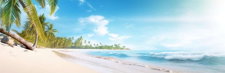 beach with palm trees banner background