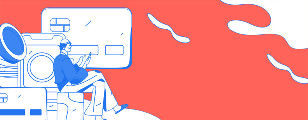 Internet finance and wealth management investment vector concept operation interactive illustration
