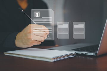 Online business contract Electronic signature, e-signing, digital document management, paperless office, signing business contract concept.
