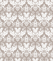 Classic seamless vector pattern. Damask orient ornament. Classic vintage background. Orient brown and white pattern for fabric, wallpapers and packaging