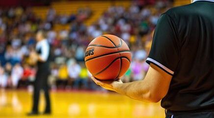 A Basketball Referee Takes Charge in a Thrilling Sports Arena Showdown. Generative AI