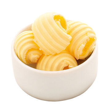pote branco com peda&ccedil;os de manteiga ondulada isolado em fundo transparente - margarina enrolado