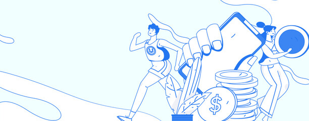 Internet finance and wealth management investment vector concept operation interactive illustration
