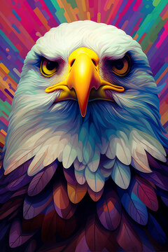 eagle portrait in the style of optical illusion paintings