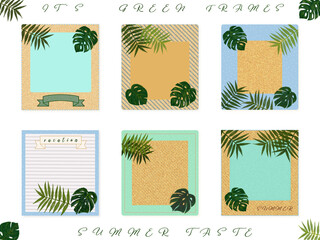 フレーム素材【夏・ボタニカル】ヤシ・モンステラのメッセージカード(・&forall;・)