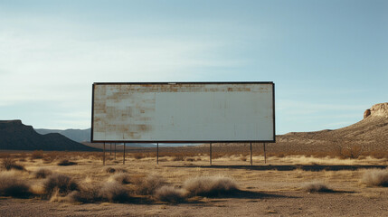 a faded ripped blank billboard in the Arizona desert created by generative AI