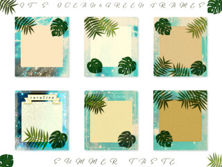 フレーム素材【夏・ボタニカル】ヤシ・モンステラのメッセージカード(・&forall;・)
