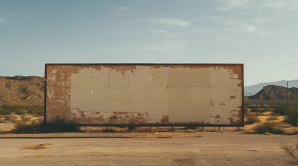 a faded ripped blank billboard in the Arizona desert created by generative AI